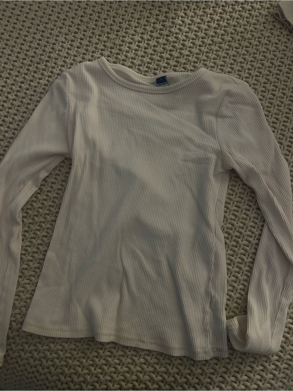 Old Navy Ribbed Long-Sleeve Fitted Top – Cream – Size Small